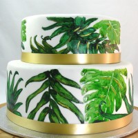 Flower - 2 Tier Palm Leaves Painted Cake